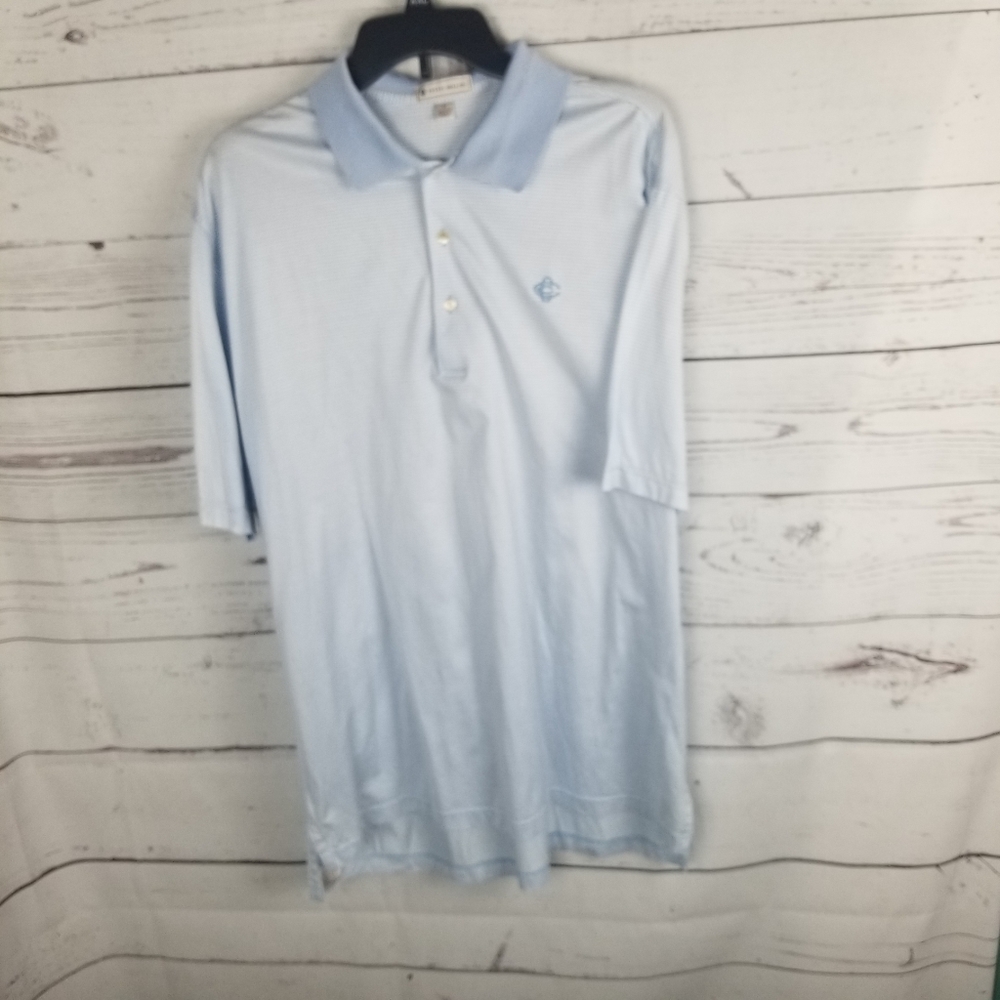 Peter Millar Striped Polo Blue White Mens Large
